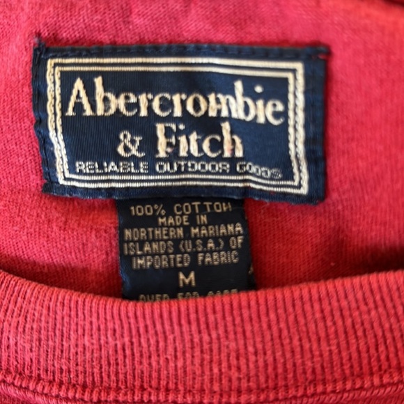 Vintage Abercrombie 100% heavy cotton t-shirt top red logo - Picture 8 of 11